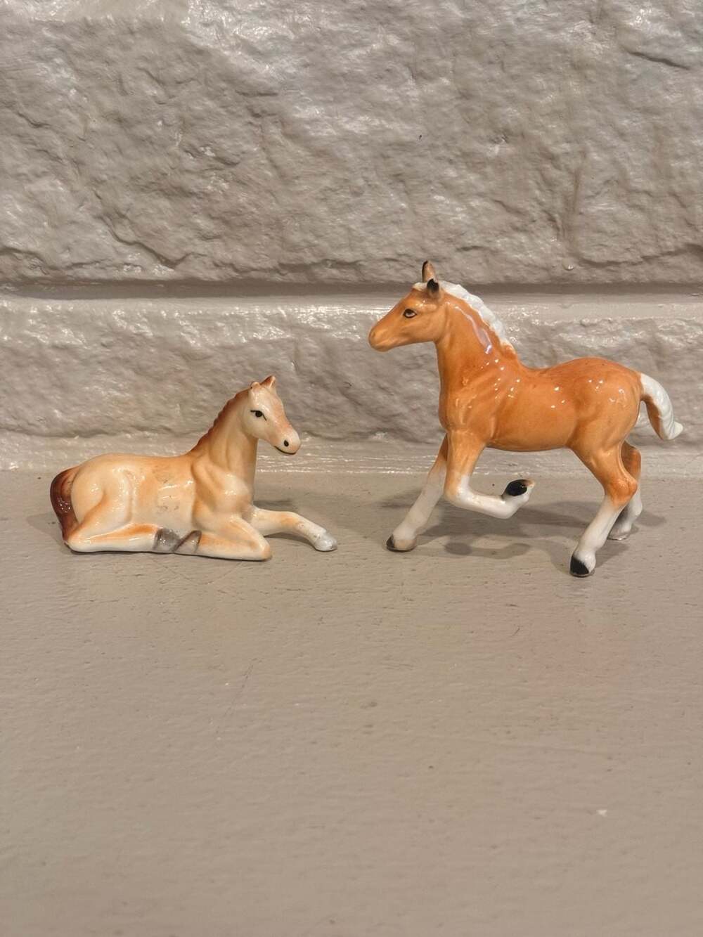 Vintage Bone China Taiwan Palomino Foal Horse Figurines Set of 2